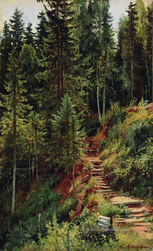 der Weg in der Wald klassische Landschaft Ivan Ivanovich Bäume Ölgemälde